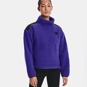 NWT Women’s Under Armour Sherpa Fleece Mock Sweater Blue & Black Size XL